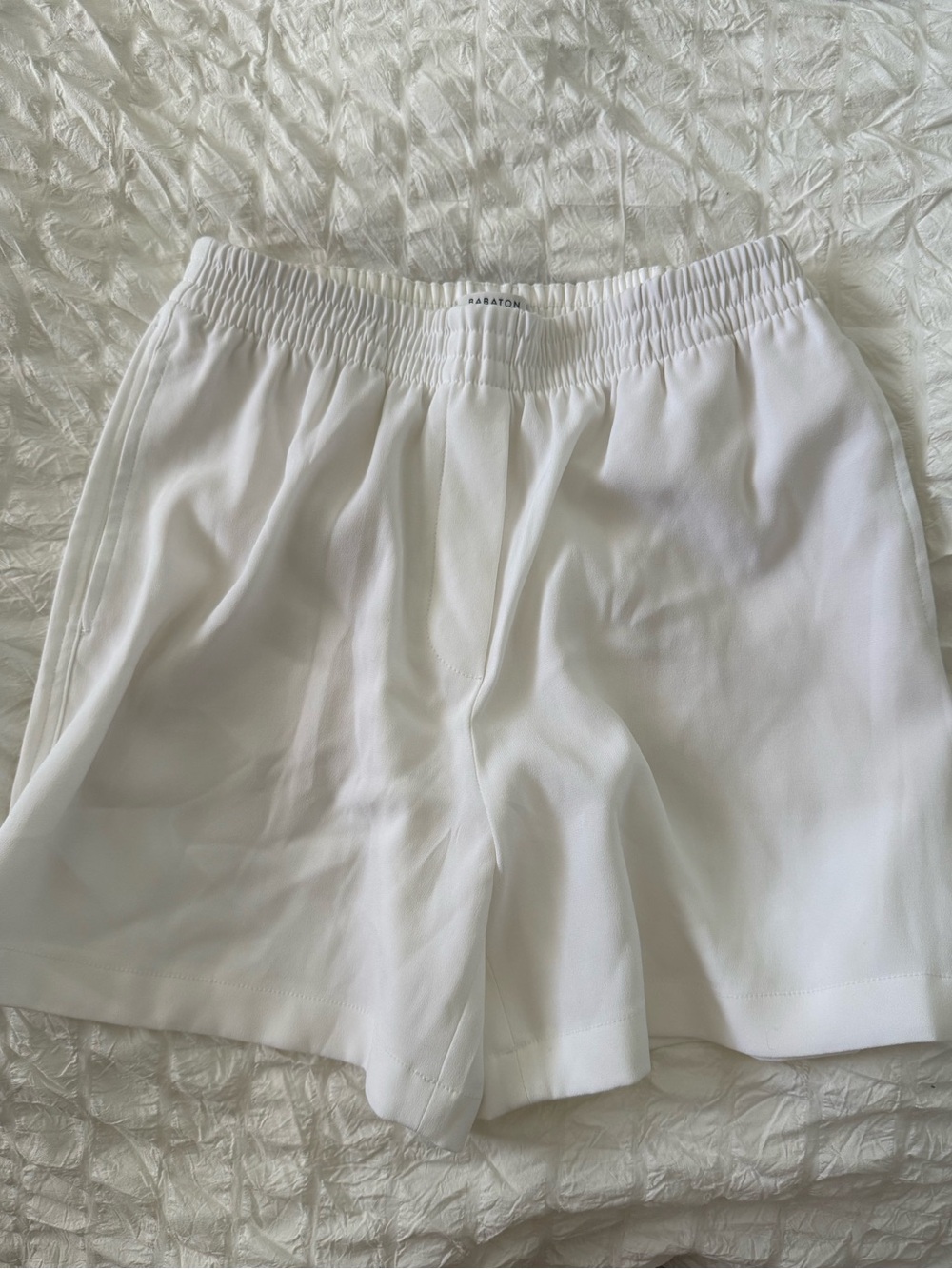 Babaton White Elastic-Waist Women's Shorts - Picture 1 of 5